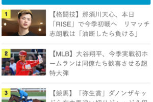 【先週のランキング】　ダノンザキッド、大谷翔平、那須川天心、さあ、1位は誰だ