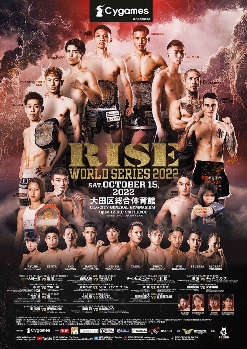 【RISE WORLD SERIES 2022】10月15日 対戦カード、試合結果、中継情報一覧