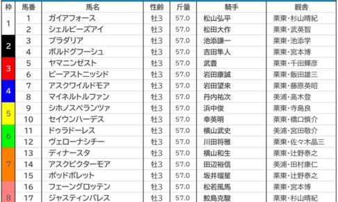 第83回菊花賞の枠順