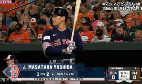 吉田正尚、球団新人最多となる50回目のマルチ安打&14度目猛打賞！レッドソックスは14安打わずか2得点で地区優勝のオリオールズに敗れる