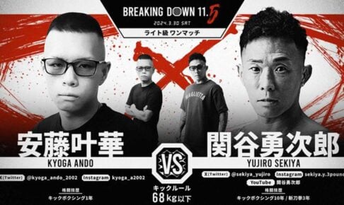 【BreakingDown11.5】両選手“顔面流血”のバチバチの大激闘、“アウトサイダー狩り”ならずも実況「見た目通りの戦い方をしてくれる」