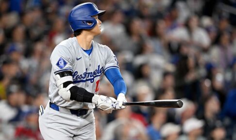 【MLB】大谷翔平、バット“ちょこん”と当てただけで「164キロ」中前打　初回出塁でチャンスメーク