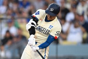 【MLB】大谷翔平、初回に続く右安打で今季19度目のマルチ達成　ド軍の大量リードに貢献、23号で月間最多本塁打更新
