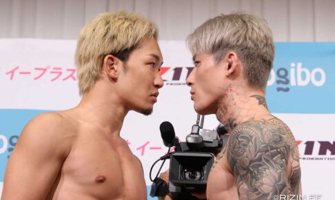 【超RIZIN.3】平本蓮、公開計量で“必勝宣言”も震え声……　朝倉未来は余裕の笑顔で「やることはやった」と自信