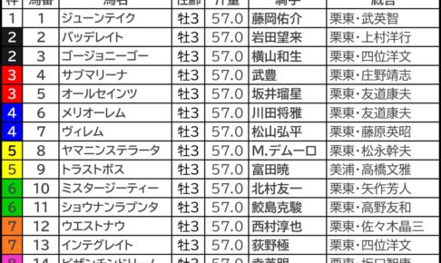 神戸新聞杯2024の枠順