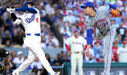 ドジャース大谷翔平（左）とメッツ・千賀滉大（C）Getty Images