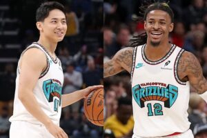 河村勇輝のNBA初得点に懸命なリアクション「yuuuuu」ジャ・モラントが足を引きずりながら歓声