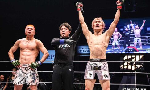 【RIZIN】「雷神番外地」第1戦“流血マッチ”を制したのは朝倉未来軍・五明宏人　3Rでダウンも……肘や膝で圧倒