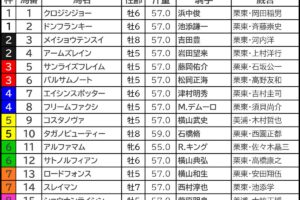 根岸S2025の枠順