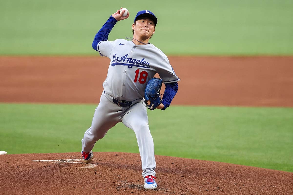 【MLB】山本由伸ヒヤリ、あわや“顔面直撃”の弾丸ライナーを好捕　公式称賛のファインプレー「171キロを奪い取った」