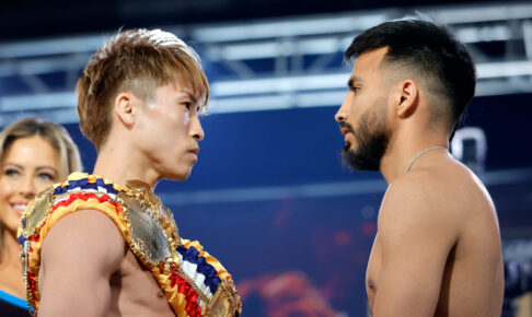 井上尚弥とラモン・カルデナスのフェイスオフ（C）Getty Images