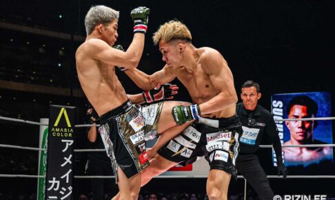 【RIZIN】58日で電撃参戦の秋元強真、“テンカオ一撃”で新居もん絶TKO　次戦に元フェザー級王者を指名