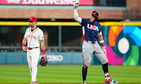 カナダ戦初回で二塁打を放ったジャッジ