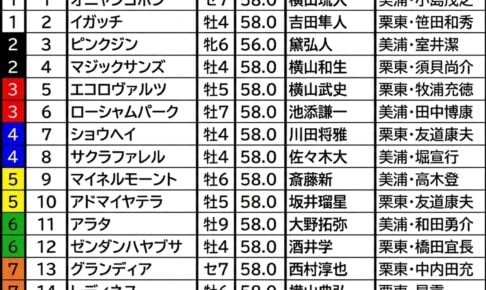 札幌記念2026の枠順