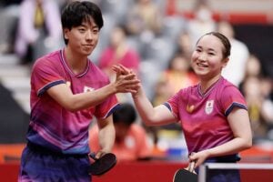 混合ダブルスの篠塚大登、伊藤美誠