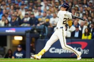 【MLB】ワールドシリーズ第1戦はブルワーズが辛勝、主将イエリッチの先制適時打が決勝点に　ミジオロウスキーが5回1失点の快投